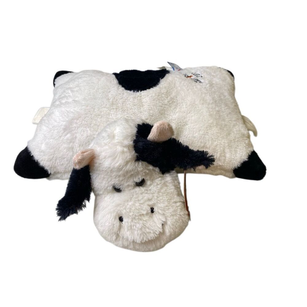 Hugfun Cow Plush Stuffed Animal Pillow Soft Farm Cow Toy Black White Kids